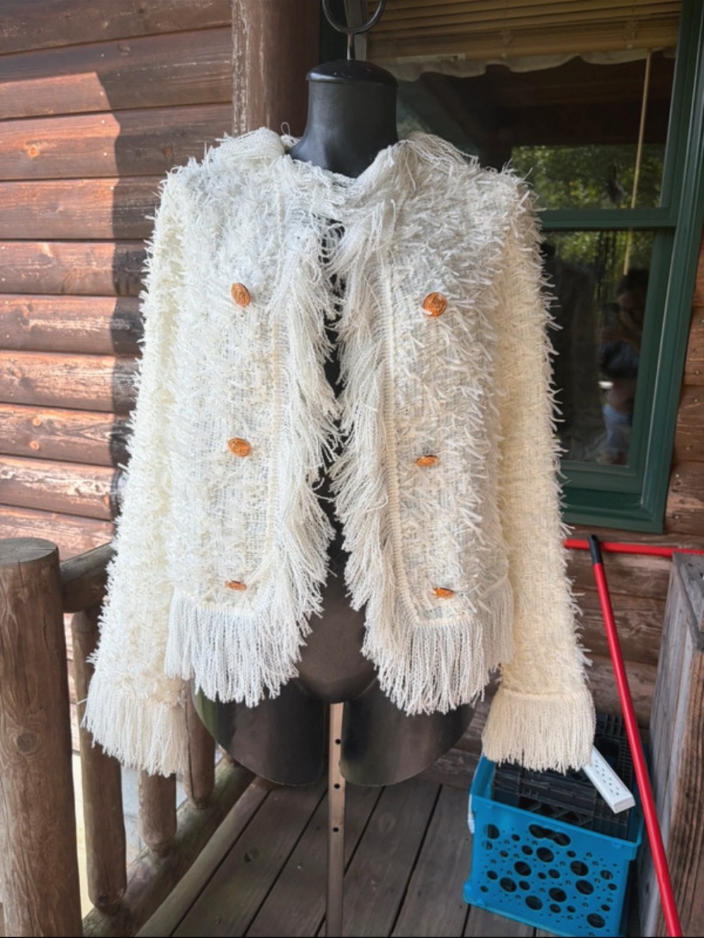 Y2K Cardiagan Sweater Western Cottage Mcbling Whimsy Shabby Chic Fairy Fringe